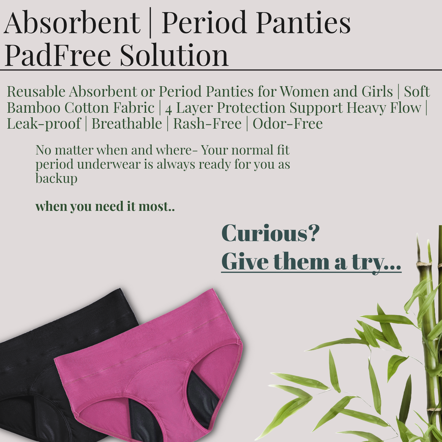 Period panties; Period underwear; best reusable period products; Women hygiene product; girls hygiene products; best period underwear; best reusable period panty; best cotton period underwear; PFAS-free period underwear Period panties; Period underwear for heavy flow; Comfortable period underwear; High-waisted period panties; Hipster period panties; CalmCoral period underwear; CalmCoral period Panties for women and girls; Best brand Period panties Bamboo; Cotton period panty; Wide waistband period panty