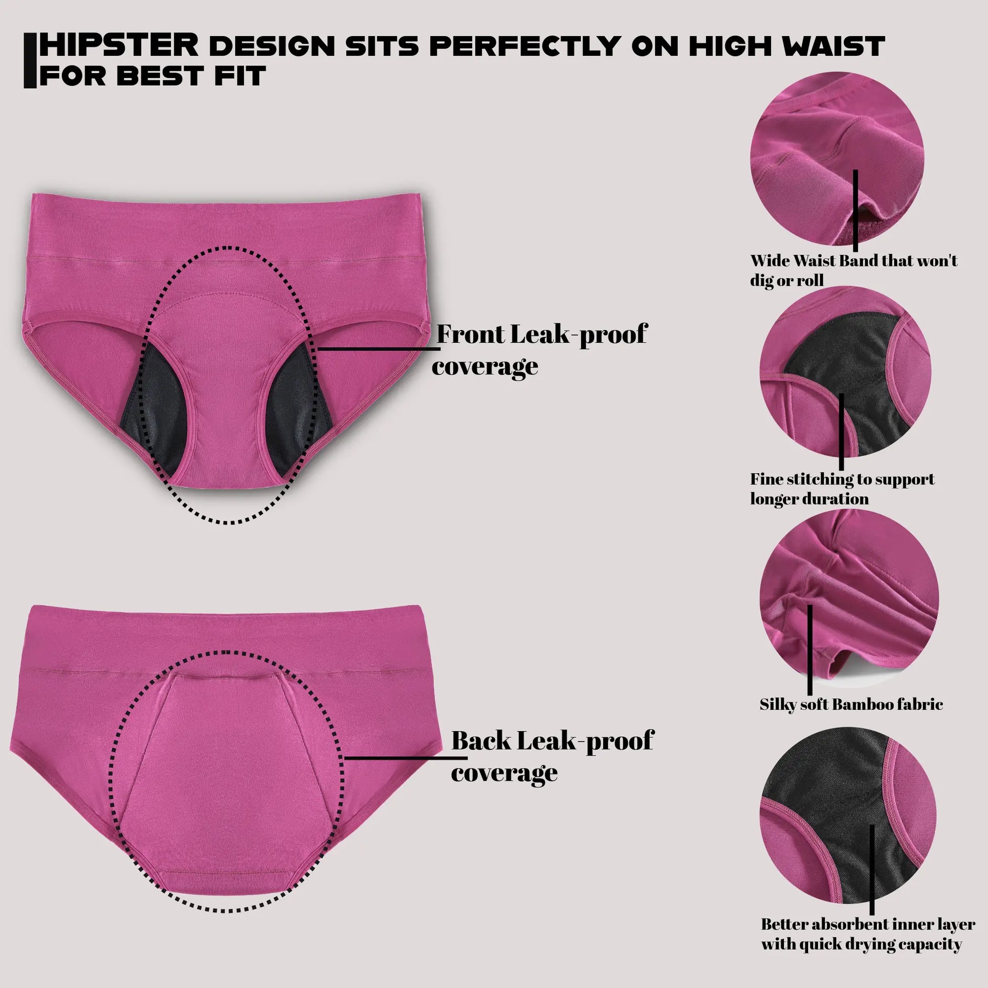 Period panty for Women and Girls for Medium to Heavy Flow - CalmCoral